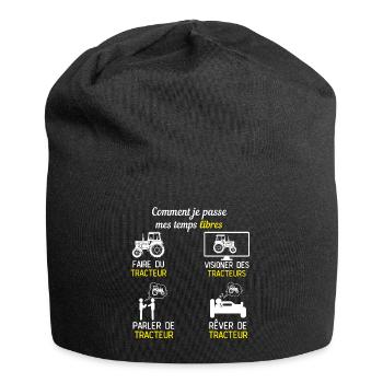 temp libre tracteur cadeau fermier - Bonnet en jersey - noir - Devant