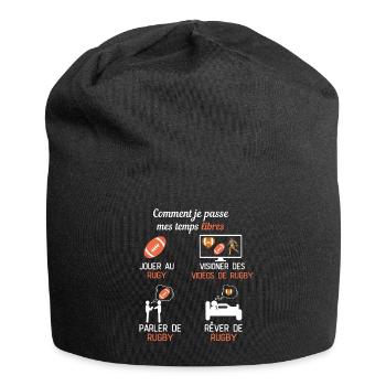 Rugby temps libre jouer au rugby cadeau rugbyman - Bonnet en jersey - noir - Devant