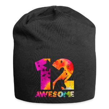 AWESOME 12TH BIRTHDAY UNICORN 12 YEARS - Jersey Beanie - black - Front