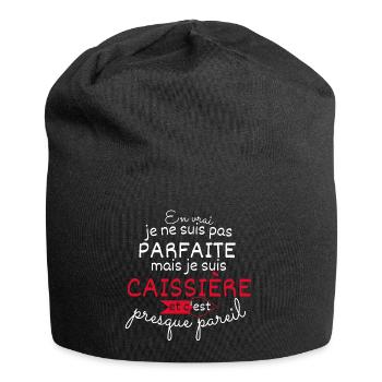 Pas parfaite mais Caissière - Bonnet en jersey - noir - Devant