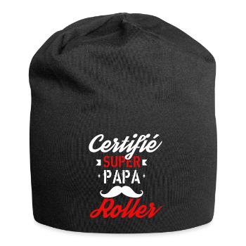 Certifié super papa roller - Bonnet en jersey - noir - Devant