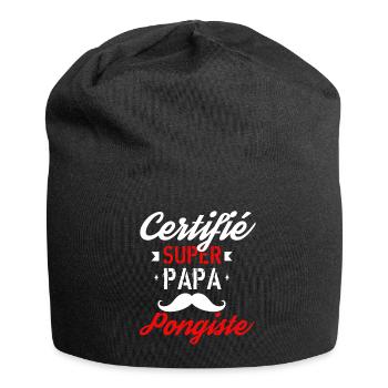 Certifié Super papa pongiste - Bonnet en jersey - noir - Devant