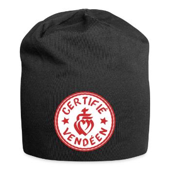 Logo certifié vendéen blanc rouge - Bonnet en jersey - noir - Devant