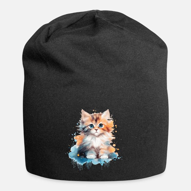 Kätzchen - Jersey-Beanie - Schwarz