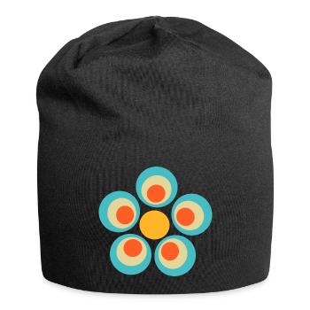 70s Flower Pattern - Jersey Beanie - black - Front