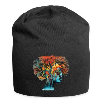Optical Illusion Head-Tree - Jersey Beanie - black - Front