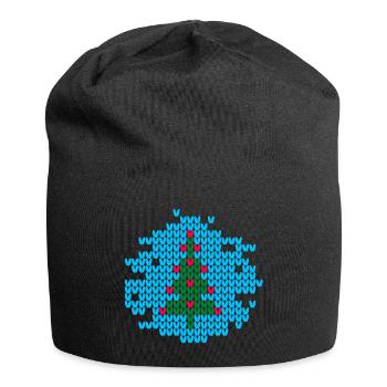Christmas Tree Knit Ugly Christmas Xmas Pattern - Jersey Beanie - black - Front