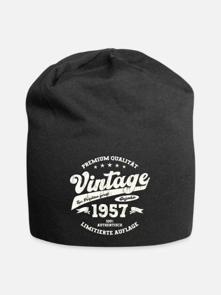 66. Geburtstag Vintage Dezember Jahrgang 1957 - Jersey-Beanie - Schwarz