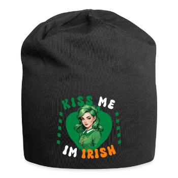 Embrasse-moi, je suis irlandaise - Bonnet en jersey - noir - Devant