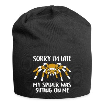 Meine Spinnen saß auf mir lustiger Spinnenspruch - Jersey-Beanie - Schwarz - Vorne