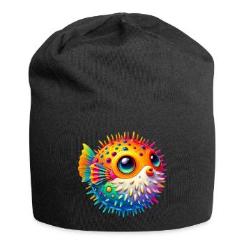 Kugelfisch - Jersey-Beanie - Schwarz - Vorne