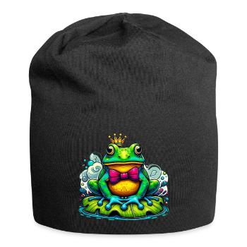 Grenouille à la couronne du roi - Bonnet en jersey - noir - Devant