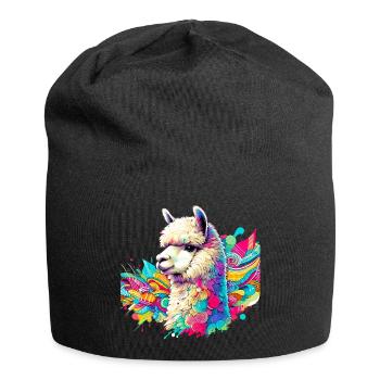 Alpaka - Jersey-Beanie - Schwarz - Vorne