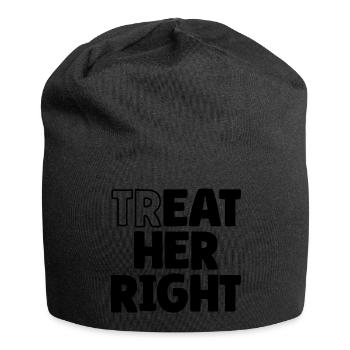 Mens Treat Your Girl Right Father's Day - Jersey-Beanie - Schwarz - Vorne