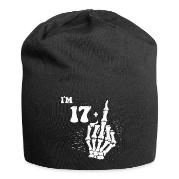 I Am 17 Plus Middle Finger - 18th Birthday - Jersey Beanie - black - Front