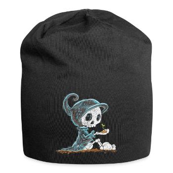 Skelett Hält Pflanze Hoffnung Entstehung - Jersey-Beanie - Schwarz - Vorne