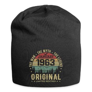 Cadeau D'anniversaire 62 ans, Nées En Janvier 1963 - Bonnet en jersey - noir - Devant