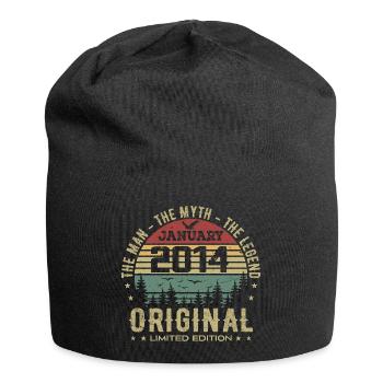 11 Jahre altes Geburtstagsgeschenk, geboren im Januar 2014 - Jersey-Beanie - Schwarz - Vorne