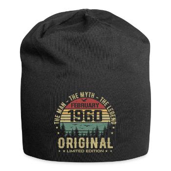 Anniversaire Février 1960 | Vintage Février 1960 - Bonnet en jersey - noir - Devant