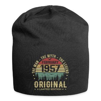 Anniversaire Février 1957 | Vintage Février 1957 - Bonnet en jersey - noir - Devant