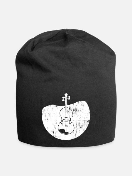 Geige Zeichnung - Jersey-Beanie - Schwarz