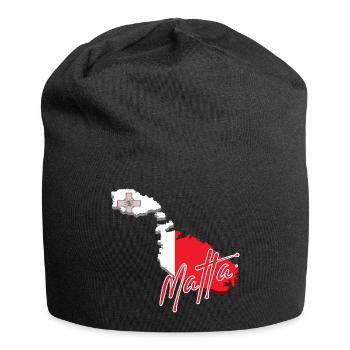 Flagge von Malta, Landkarte von Malta - Jersey-Beanie - Schwarz - Vorne