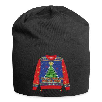 Hier wegen Glühwein - Jersey-Beanie - Schwarz - Vorne