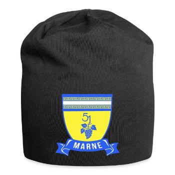 Blason Marne 51 avec une grappe de raisin - Bonnet en jersey - noir - Devant