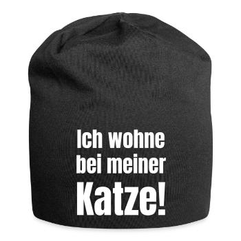 Ich wohne bei meiner Katze - Jersey-Beanie - Schwarz - Vorne