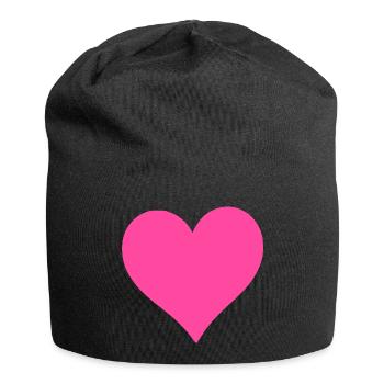 Cœur Rose Cœur Cadeau Rose Pink Saint-Valentin - Bonnet en jersey - noir - Devant
