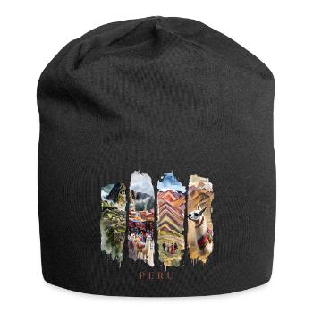 Peru Vacation Travel – Inca & Mountain Motif - Jersey Beanie - black - Front