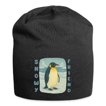 Pinguin-Schneefreund - Jersey-Beanie - Schwarz - Vorne