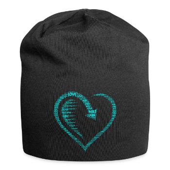 Grand Cœur, Cœur, Flèche avec Amour, Cœur d’Amour - Bonnet en jersey - noir - Devant