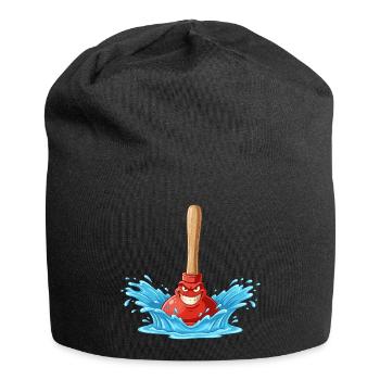 Colère d’eau avec un bâton en bois - Bonnet en jersey - noir - Devant