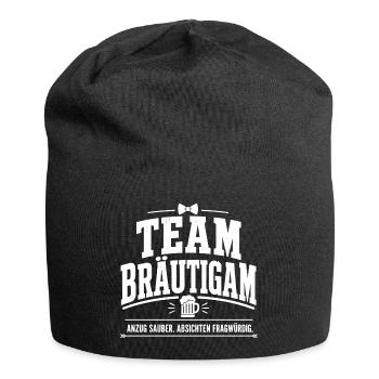 Team Bräutigam. Absichten fragwürdig - Jersey-Beanie - Schwarz - Vorne