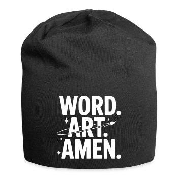 Word Art Amen Brush Stroke - Jersey Beanie - black - Front