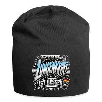 Taktik ist gut, Lungenkraft ist besser - Jersey-Beanie - Schwarz - Vorne