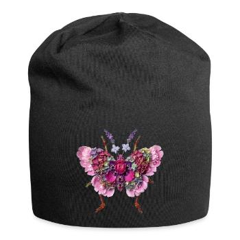 Papillon Floral Rose Hortensia Lavande - Bonnet en jersey - noir - Devant