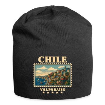 Chile Valparaíso Vintage Reisemarke - Jersey-Beanie - Schwarz - Vorne