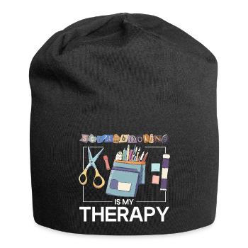 Scrapbooking ist Therapie - Jersey-Beanie - Schwarz - Vorne