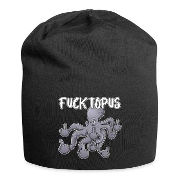 Fucktopuss – Dessin animé de la pieuvre espiègle - Bonnet en jersey - noir - Devant