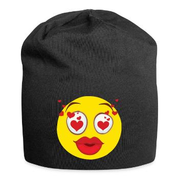 Verliebtes Gesicht Herz Augen Design - Jersey-Beanie - Schwarz - Vorne