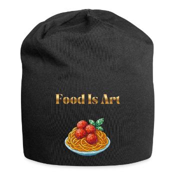 Food Is Art ... Spaghetti with meatballs - Jersey Beanie - black - Front