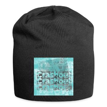 Noisy typo graphics in cyan look - Jersey Beanie - black - Front