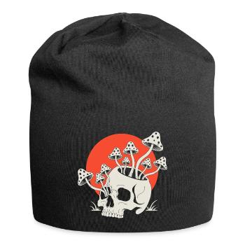 Skull with Mushrooms Red Sun - Jersey Beanie - black - Front