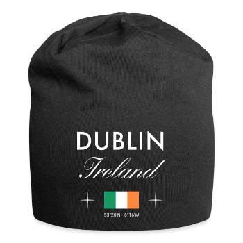 Dublin Irlande Coordonnées Souvenir de voyage - Bonnet en jersey - noir - Devant