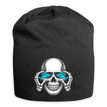 Skull with blue fish eyes - Jersey Beanie - black - Front