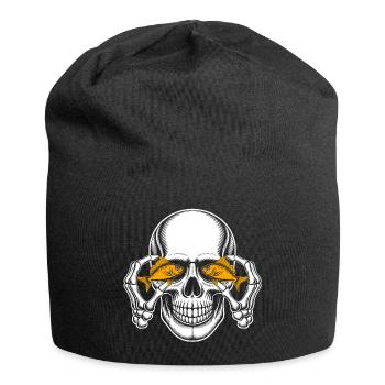 Skull with goldfish eyes - Jersey Beanie - black - Front