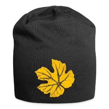 Weinblatt / Blatt Weinrebe - Botanisch - Jersey-Beanie - Schwarz - Vorne
