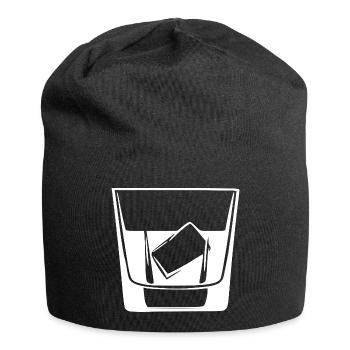Whiskey Glas Geschenk Barkeeper Kellner  - Jersey-Beanie - Schwarz - Vorne